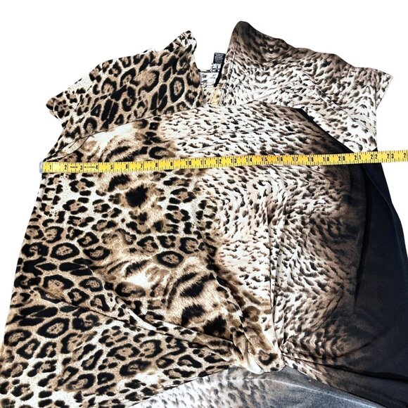 Clara Sunwoo Mixed Animal Print Top Size L Black Knotted Stretch Knit Blouse - Picture 9 of 11